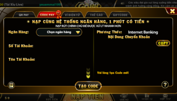 giao diện nạp tiền trên go88